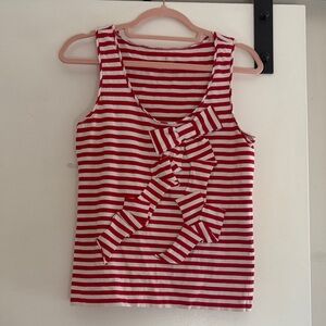 Kate Spade Red and White Ruffled Tank Top w/ Bow (Medium)